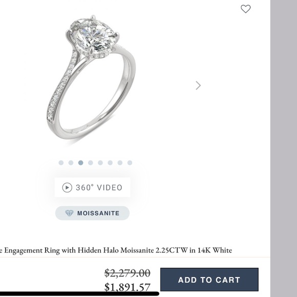 14k Gold 3ct Hidden Halo w/ Double Pave D, VVS1 Moissanite - Picture 15 of 17